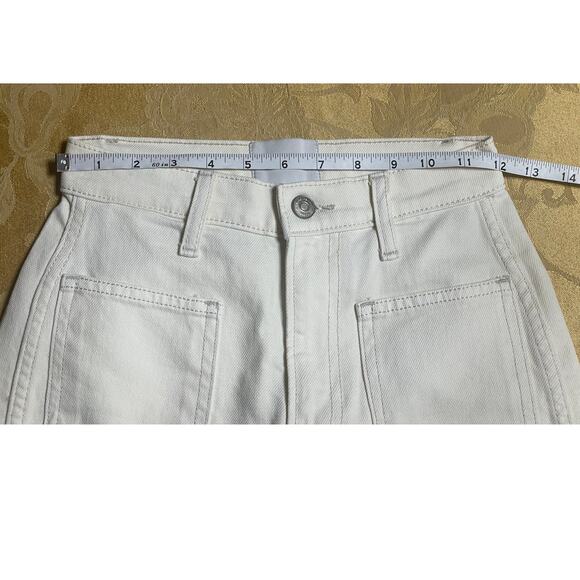 Reformation Size 23 Womens Jeans White Alyssa Stretch HighRise Wide Leg Cropped - Picture 10 of 12